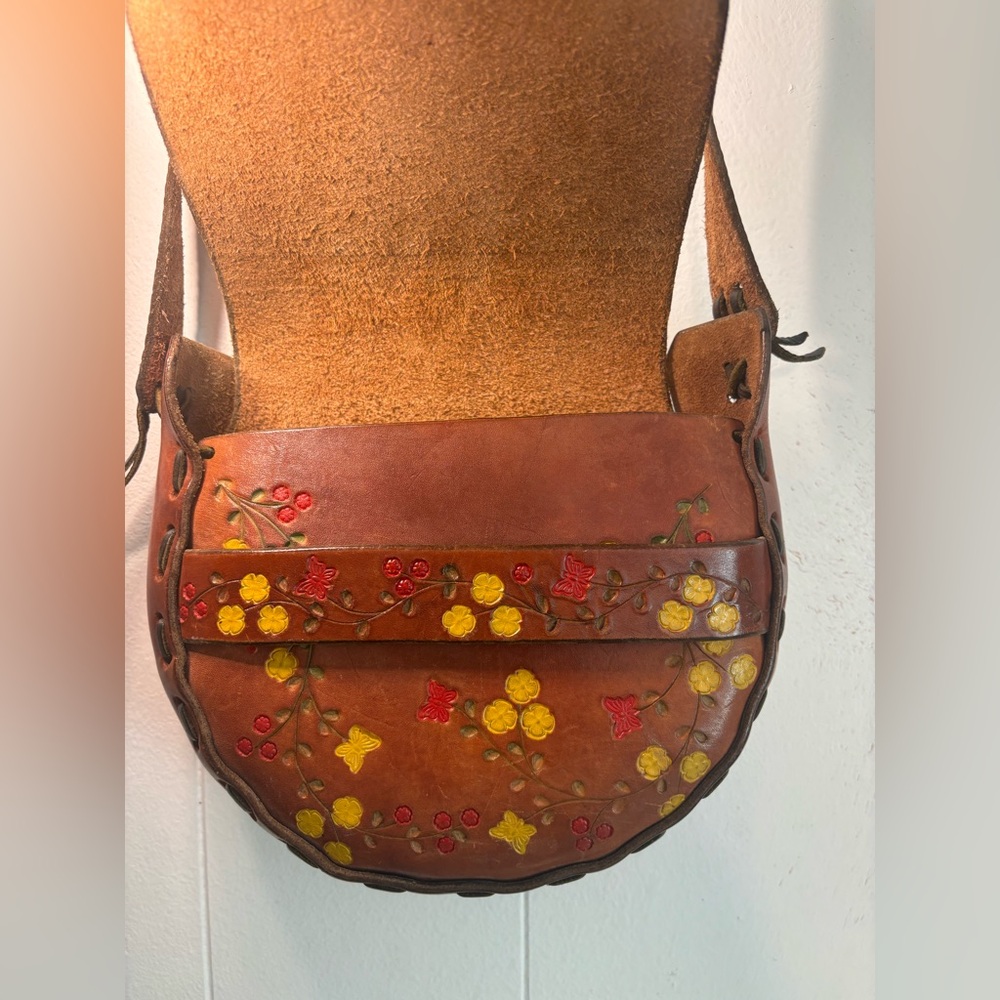 Vintage 70’s Tool Leather Handmade Hippie Shoulder Bag - Picture 12 of 15